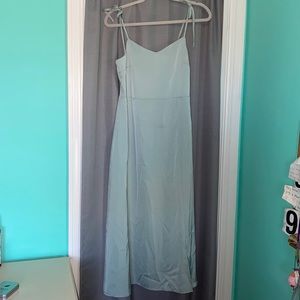 silk dress with small slit and tie straps